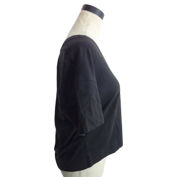 NWT Everlane Boxy Organic Cotton VNeck Short Sleeve T-Shirt in Black XS Tee Top - Picture 2 of 7